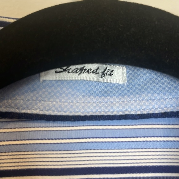 Bugatchi Uomo Men’s Medium shaped fit striped blue white shirt button down cuff - Picture 6 of 7